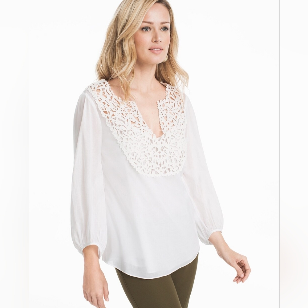 WHITE HOUSE BLACK MARKET Blouse Romantic Sheer Lace Inset with Cami Size 4